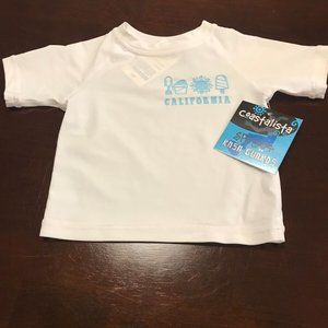 New Unisex Toddler White Rash Guard SPF50  Swim Top Shirt -Short Sleeve 24 Month
